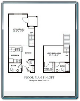 1 Bedroom Floor Plan - Plan F1