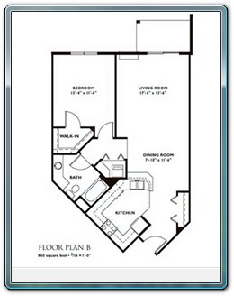 1 Bedroom Floor Plan - Plan B