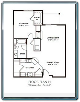 1 Bedroom Floor Plan - Plan H